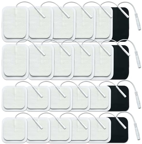 KASURE 24 Stück TENS Elektroden Pads, 60 x 90 mm Tens Gerät Pads Selbstklebende Elektroden Tens Gerät 40 x 40 mm Tens Elektroden wiederverwendbar zur Linderung von Muskel für EMS Trainer