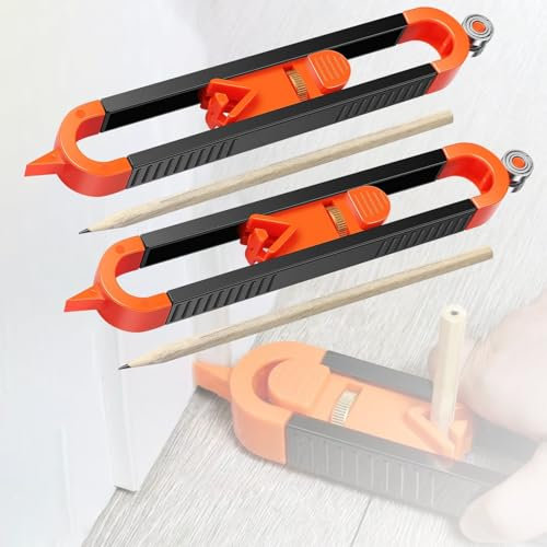NOBBAT Herramienta de trazado de contornos de precisión, medidor de contornos Ajustable con lápices y Bloqueo, Herramienta de trazado para medir Esquinas de Cantos de carpintería(2PCS)