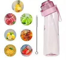 Borraccia sportiva Gradient da 650 ml, con 7 anelli aromatici alla frutta, pennello con cannuccia, design satinato (rosa chiaro)