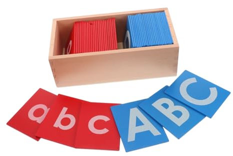 Warmhm Montessori Holz Alphabetbrett Mit Rot-blauen Sandpapierbuchstaben Montessori Lernwerkzeug Für Sprachentwicklung Kreatives Kinderspielzeug Für Vorschule Und Kindergarten Sicheres Ho