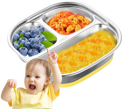 Piatto Per In Acciaio Inossidabile, Piatto Per Ragazzi In Acciaio Inox - Piastre In Metallo Per Divisi - Piatti Inamovibili Che Non Scivolano, Forniture