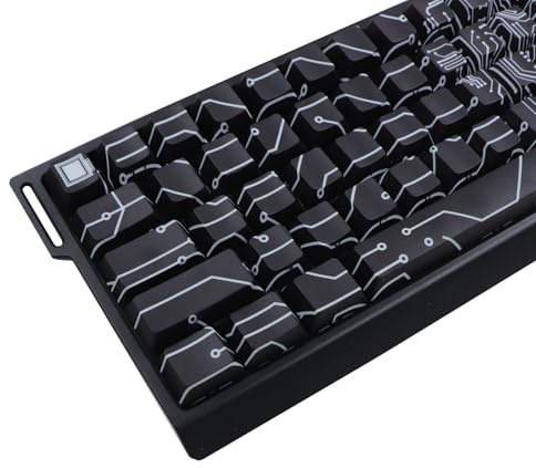 JSJT PBT Schwarze Tastenkappen Seitlich Bedruckte durchscheinende Kirsch-Profil Tastenkappe 74 Tasten Heart of Love Themed geeignet für 60/61/65/67/68 Layout Cherry MX Switch Mechanische Tastaturen