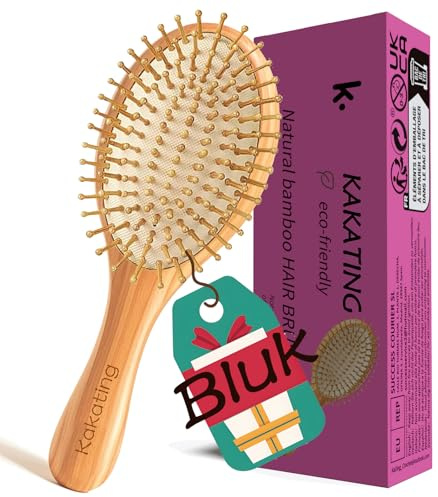 Kakating 64 Cepillo Bambu Pelo Para El Crecimiento Del Cabello, Peine Madera Natural | Hair Brush Para Desenredar y Masajear El Cuero Cabelludo