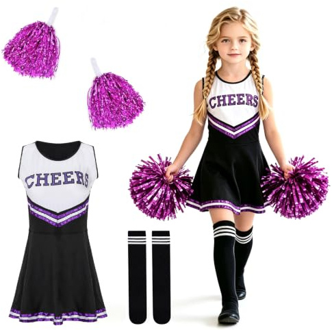 Cheerleader Kostüm Kinder,Cheerleadering Outfit Mädchen,Faschingskostüme,Zombie Cheerleader Kostüm,Cheerleading Uniform Kleid,Zombie Kostüm Kinder,für Karneval,Fasching,Mottoparty,Halloween