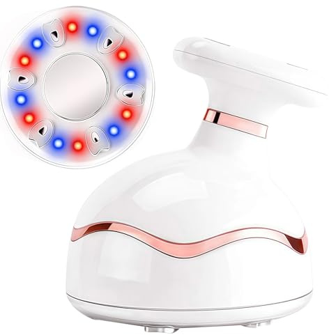 Masajeador de celulitis, dispositivo de masaje de mano con ultrasonido RF EMS luz azul roja vibración iones negativos adecuado para cuello, abdomen, cintura, brazos, piernas, glúteos