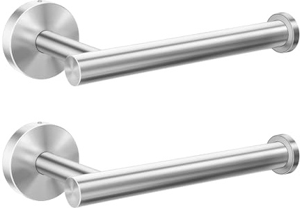 GlazieVault Silver Toilet Roll Holder Wall Mounted Pack 2 – SUS304 Stainless Steel Bathroom Toilet Roll Holder, Rustproof & Waterproof Toilet Paper Holder Modern Bathroom Accessories UK
