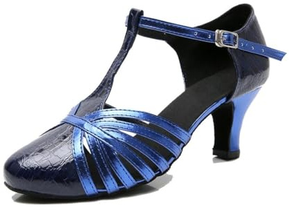 MGM-Joymod dam pumps T-rem balsal latin moderna dansskor avslutningsbal bröllop festskor, Yw089 blå 6 cm klack, 37 EU