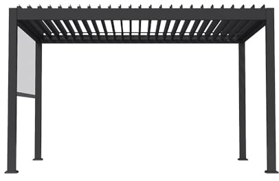 Home Deluxe Pergola FAYLA – Elektrisch, Anthrazit inkl. 1 Screen | Aluminium-Terrassenüberdachung mit Lamellendach