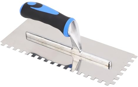 Cazzuola quadrata per piastrelle e pavimenti, 27,9 x 11,4 cm, dimensioni dei denti 8 mm, manico in gomma in acciaio inox, per installazione di piastrelle a parete, pavimento
