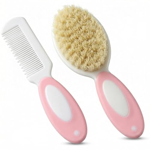 Baby Haarbürste und Kamm Set - Babybürste Sanfte Pflege für empfindliche Kopfhaut - Kleinkindhaarbürste für trockene & nasse Anwendung