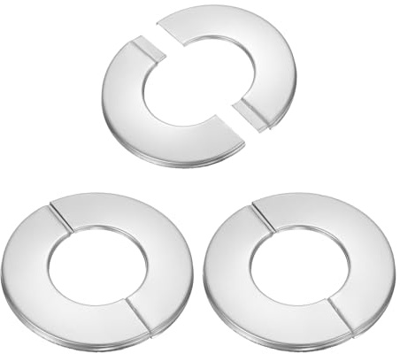 uxcell 3Pcs Wall Split Flange, Self Adhesive Round Escutcheon Plate Stainless Steel Wall Hole Decoration Cover 6mm Height for 34mm Dia Pipes Toilet Water Drain Faucet