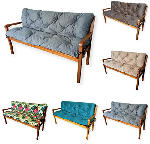 4L Textil Gartenbankauflage Hollywoodschaukel Auflage Bankauflage Outdoor Sitzkissen Bank Gartenbank Auflage Bankkissen Sitzauflage Bank Grau (150x60x50 cm, Grau)