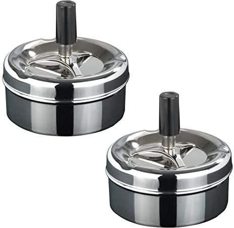 2x Drehaschenbecher Edelstahl Aschenbecher Ascher Drehascher Tischaschenbecher