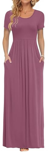 AUSELILY Maxi Dress for Women Summer Casual Long Dress Mauve L