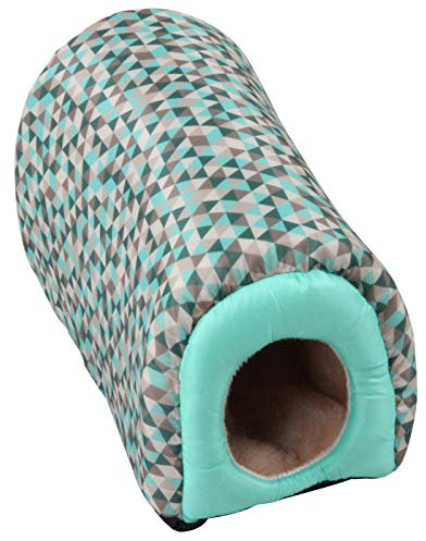 Dehner Kleintier-Kuschelhöhle Hideout, ca. 30.5 x 15 x 18 cm, Nylon/Plüsch, türkis/grau