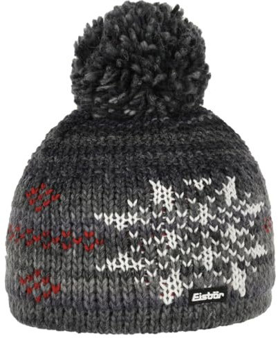 Eisbär IKE Pompon Beanie Mütze Strickmütze Wollmütze Wintermütze Damen/Herren - Made in the EU mit Umschlag, Umschlag Winter Herbst-Winter