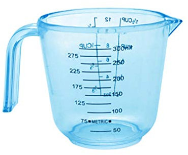 dragonaur-home decor 150/300/600ml Mango Apilable Vasos Medidores de Plástico Agua Leche Huevo Escala de Medición Taza de Medición con Boquilla Azul 300ml