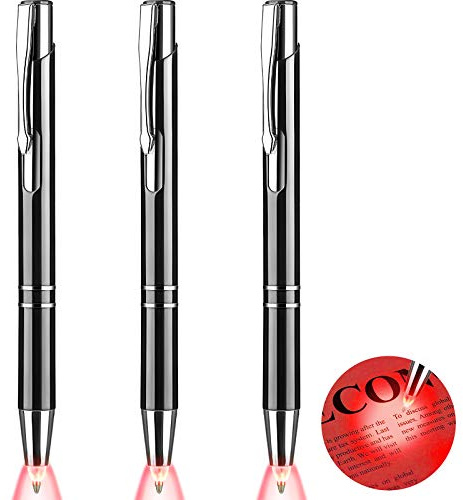 Zonon Lighted Tip Pen Flashlight Writing Ballpoint Pens LED Penlight Light Up with Bright White Light for Writing in the Dark, 3 Pieces