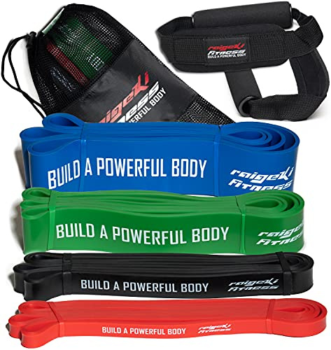 Raigeki Fitness Widerstandsbänder Gummibänder (+Trainingspläne) [Einzeln und Set] Lang Resistance Bands Fitnessbänder für Kraftsport - Fitnessband Terrabänder Gymnastikbänder