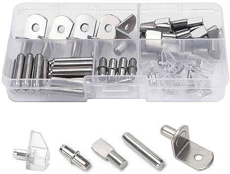 YIXISI 55 Stücke 5 Styles Bodenträger Regalbodenträger, Edelstahl Regalträger Stützen ​Regal Stützstifte Regalbodenstifte, für Küchenschrank Bücherregalmöbel, 5 mm, 6 mm