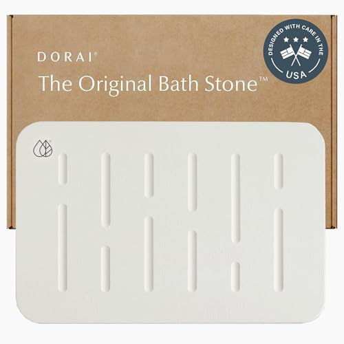 Dorai Home Stone Bath Mat - Premium Diatomaceous Earth Bath Floor Mats with Non-Slip Base, Fast-Drying Modern Shower Mat for Bathroom | Rain Sandstone - 23.6x15.4