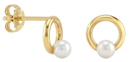 SOFIA MILANI - Damen Ohrringe 925 Silber - vergoldet/golden - Kreis Perlen Ohrstecker - E1615
