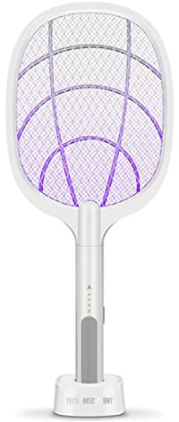 Raquette Anti Moustique,InnovTec Tapette à Moustiques Électrique Deux-en-Un Rechargeable par USB et Lampe à Mouche Automatique pour Piéger et Tuer Les Moustiques