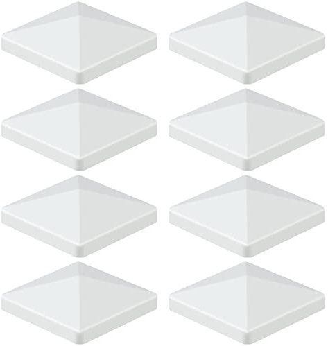 MOLIGOU 8 Pcs Vinyl Fence Post Caps, Pyramid Post Caps for 4×4 Vinyl Fence Post, Deck Post Caps (White)