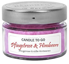 Candle Factory Candle TO GO Duftkerzen aus pflanzlichem Stearin im modernen Schraubdeckelglas, ca. 20h Brennzeit, Duft: Pfingstrose & Himbeere