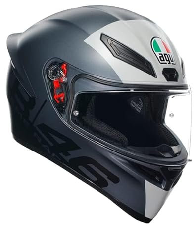 AGV - K1 S AGV E2206, Motorrad Helm, ECE Vollvisier Motorradhelm, Racing Style mit Aerodynamischem Spoiler, Kratzfestem Visier, 190° Sichtfeld, mit Intercom Ready, Limit 46, Unisex, L