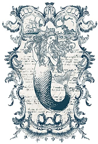 GLOBLELAND 3 Stück 3 Stile Meerjungfrauen-Transfer-Aufkleber Sea Wave Rub On Decor Transfers Sticker Decals Für Schranktüren Aus Holz Zum Basteln