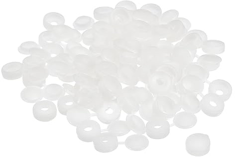 sourcing map 100 Stück 3 mm Scharnierschrauben Abdeckkappen Kunststoff Faltschraube Snap Abdeckungen Unterlegscheibe Flip Schraube Schutz Abdeckung für M1 M2 M3 Schrauben, weiß