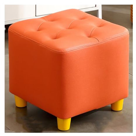 XLIHAWY Fußbank Geeignet Für Moderne Heimdekoration, Bank Zum Wechseln Der Schuhe Mit Rutschfesten Füßen Und Weicher Polsterung Für Wohnzimmer Schlafzimmer (Farbe : Orange, Größe : 12.2x12.2x11.8in
