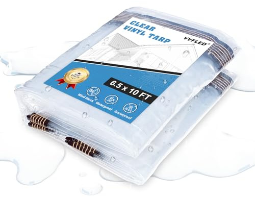 VVFLED 2x3 m PVC Clear Tarpaulin Glass See Through Tarp Cover Sheet UV Resistant Heavy Duty Clear Vinyl Tarp with Eyelets for Outdoor Furniture Patio Pergola Garden, Windblock Waterproof Windproof