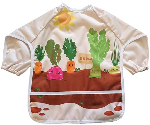 Madrona Brands Full Sleeve Waterproof Garden Grow Toddler Baby Bib | Arts & Crafts Smock Cover, Paint Apron | Fits Kids 1-3 Years…