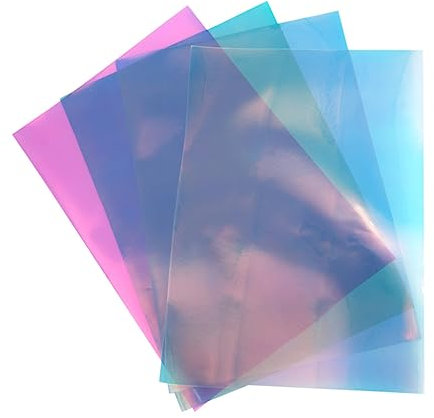 Operitacx 4blätter Pvc Transparente Regenbogenfolie Glitzer Diy Stoff Für Gepäck Kleidung Handtaschen Haarschleifen Heimveranstaltungen Projekte Transparent Dunkelblau Rosa Grün