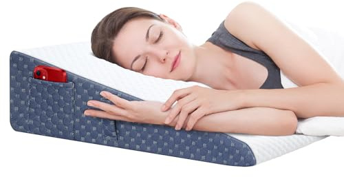Welzona Keil Kissen für Schlaf, 19.5 Bett Keil Kissen für Kopfteil, Acid Reflux, Sodbrennen, GERD, Nackenschmerzen, kühlende Memory Foam Top, Abnehmbarer waschbarer Bezug Keil Kissen für verbesserten