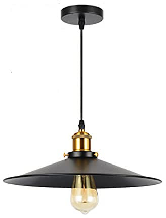 Lámpara de platillo volador de hierro forjado de una sola cabeza negra, lámpara colgante ajustable simple, lámpara colgante retro para ventana industrial, accesorio de iluminación de techo colgante p