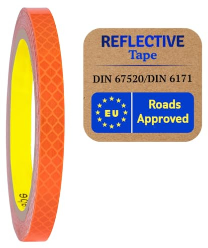 Anpatel Fabriqué en ruban adhésif réfléchissant pour l'extérieur, haute visibilité, imperméable, adhésif puissant, pour véhicules, remorques, voitures, camions, vélos (Flu Orange 4084_5 mm x 5 m)