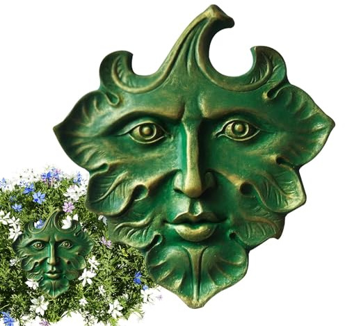 Blattskulptur für Wand, Blatt-Wandskulptur, Gartenkunst, Wandkunst, Gartendekoration, Gesichtsfiguren, Kunstharz, Gartenstatue für Zuhause, Garten, Terrasse, Hof, Outdoor-Dekorationen