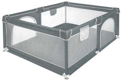 Parque infantil modulable, 120 x 160 x 66 cm, tejido Oxford/con bolsa de almacenamiento/seguro y cómodo, actividades para padres e hijos (gris oscuro/negro) (gris oscuro)