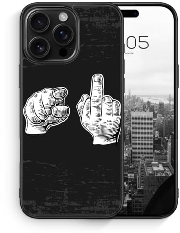 MUNIQASE Du & Mittelfinger - Silikon Hülle für iPhone 16 Pro Max - Spruch Lustige Witzige Humorvolle Komische Spaßige Englische Coole Lässige Freche Gemeine Fiese Schutzhülle Handyhülle Case Cover
