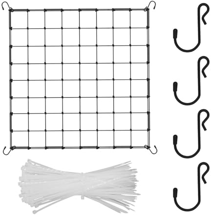PWGHWG Red de Tienda de Cultivo 120x120cm Red de Enrejado Elástico Viene con 100 Bridas para Cables Red de Tienda para Flores Plantas Verduras y Frutas Adecuado para Balcón Jardín Patio Jardinería