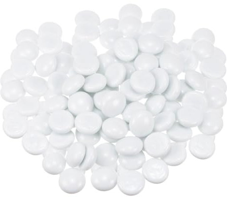 QUARKZMAN Perle di vetro da fuoco per focolare, rotonde, ghiaia, ciottoli, riflettenti, per piscine, acquari, decorazioni da 1000 g/2,2 lbs, colore bianco