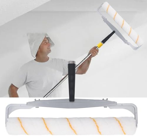 18 Inch Paint Roller Brush Set with Detachable End Cap, 1/2 Inch Bristles for Walls, Ceilings, Floors, Reusable Roller Cover Tools for Home Painting