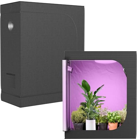 SUBTLETY Tente de culture - 120 x 60 x 150 cm - Kit complet pour l'intérieur - Étanche à la lumière - Avec fenêtre de visualisation et canal d'accessoires - Tente de culture pour culture hydroponique
