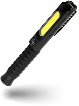 NEBO Big Larry Pro+ – 600 Lumen COB Work Light & 220 Lumen Torch, Black | 3-in-1 COB work light, 220-lumen torch & red hazard modes, magnetic base, IPX7 – DIY, garage & roadside, black