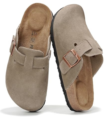 Project Cloud Genuine Leather Footbed Clogs for Women - Memory Foam Arch Support Slippers for Women - Trendy Slip-ons Women's Mules & Clogs Sandals (Benton_W,TAUP,10)