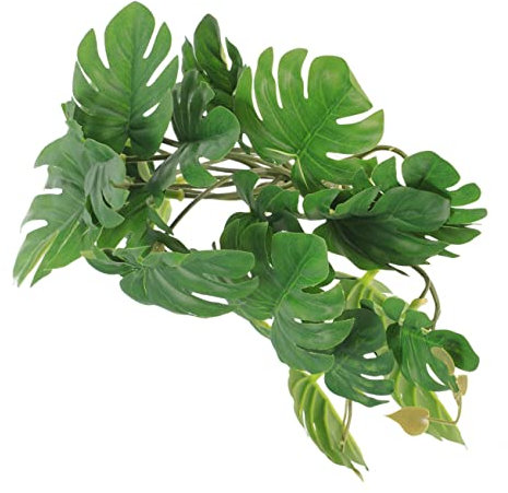 NOLITOY Plante Artificielle Suspendue Décor Reptile Ventouse, Feuilles Réalistes en Plastique Souple, 23 Feuilles, Décoration Terrarium pour Reptiles et Amphibiens