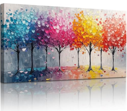 MHARTK66 Asthetische Bilder Wohnzimmer Wald Landschaft Gemälde 50x100 cm | detailreicher hd-druck, unkompliziertes aufhängen, rasche montage, variabel einsetzbar und ideal als schöne geschenkidee